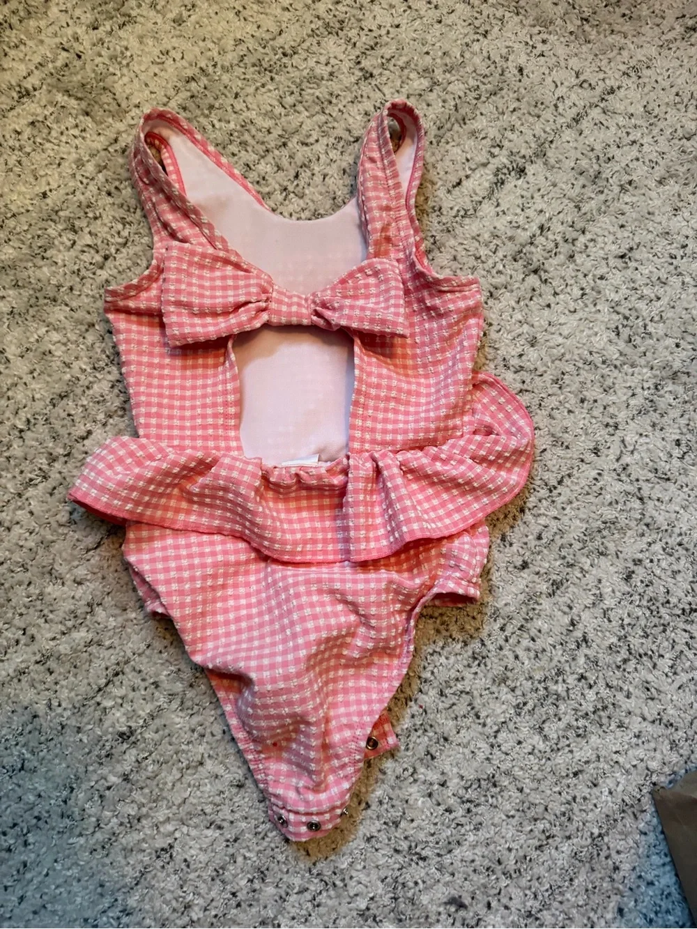 Cat & Jack Pink Gingham Peplum One-Piece Swimsuit